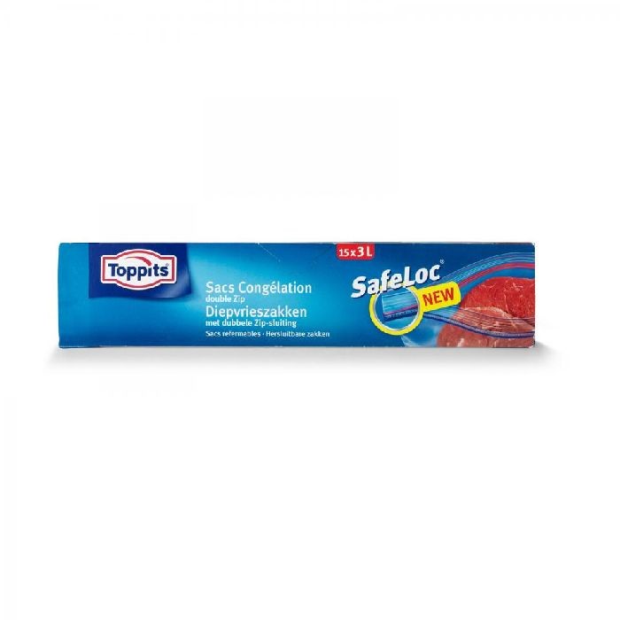 Toppits Safeloc Zip-Diepvrieszakken 3 Liter 15 Stuks
