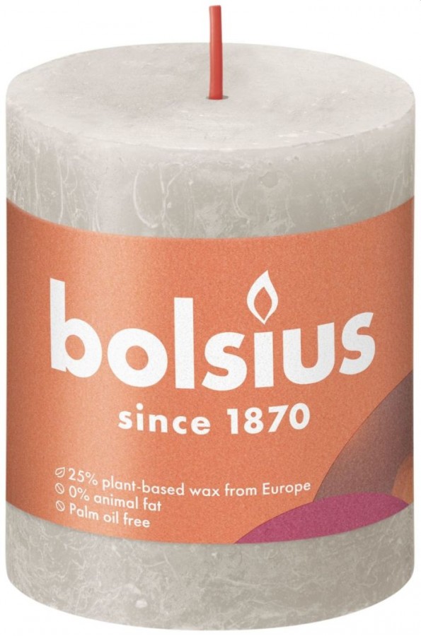 Bolsius Kaars 80X68mm Zand Grijs Rustiek