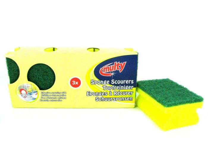 Schuurspons 3-pack Hard Handgreep Multy