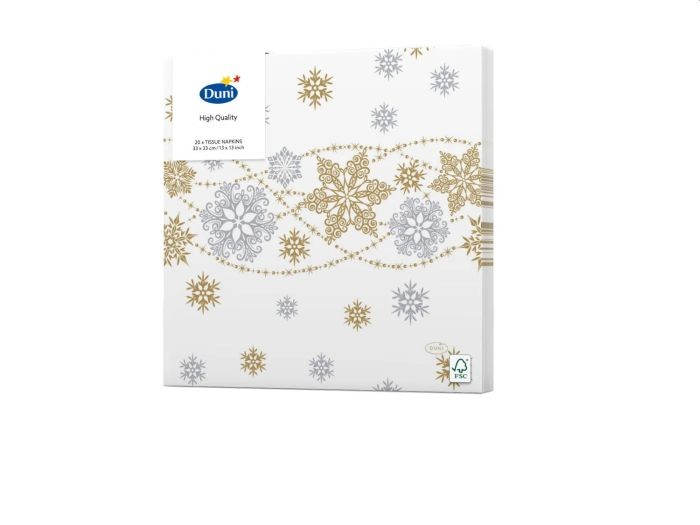 Duni servetten Snow White 33X33cm Duni servetten Snow White 33X33cm