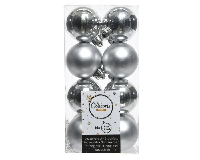 Kerstballen zilver set 16 4cm