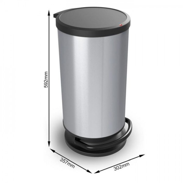 Rotho Pedaalemmer Afvalbak 30 liter Zilver Metallic