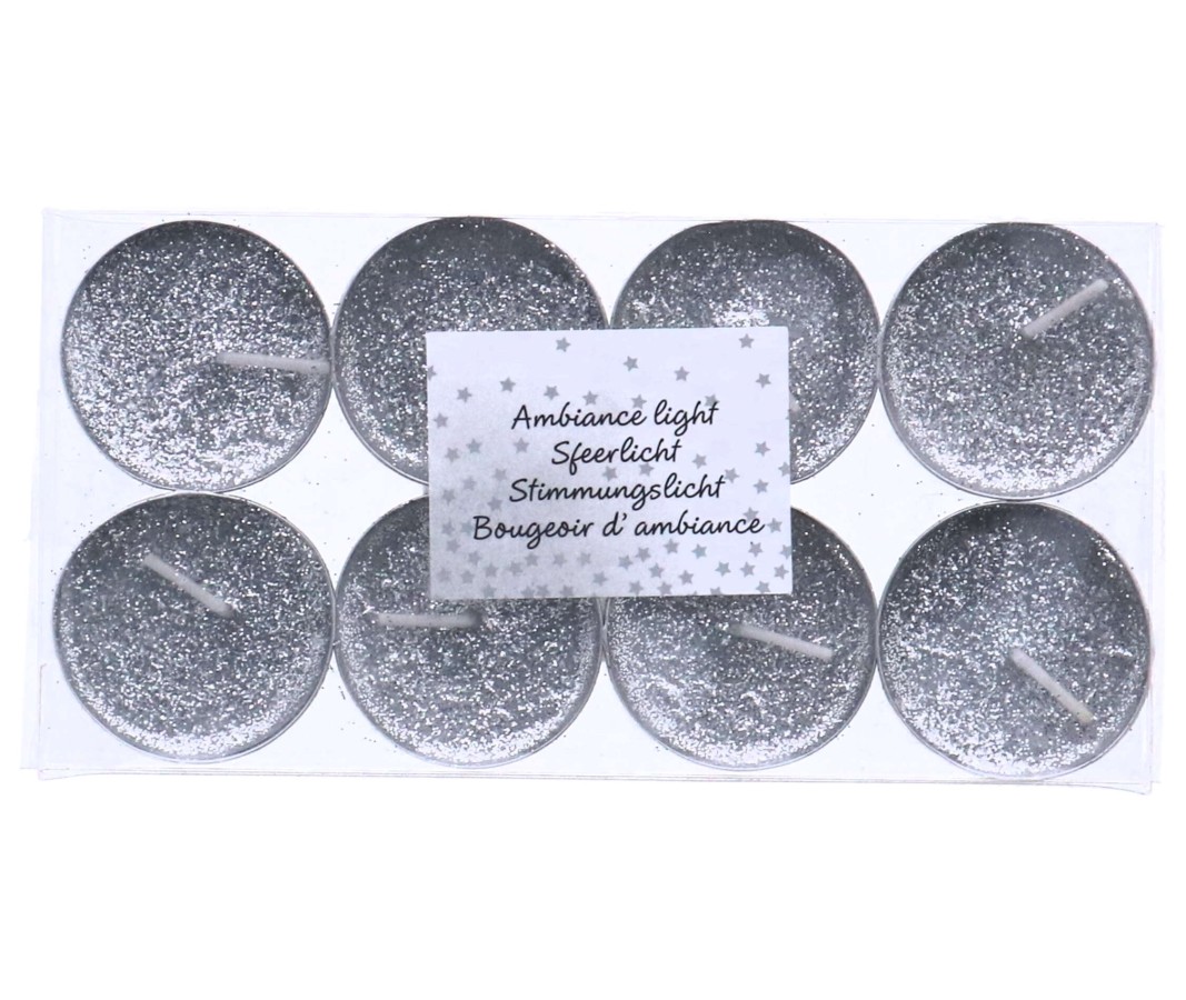 Kerst Theelicht 8 Stuks Zilver