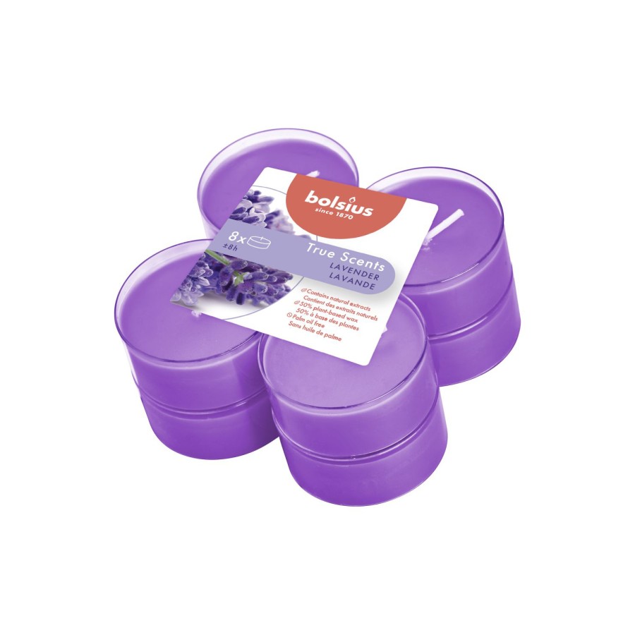 Bolsius True Scents Maxilichten Lavendel 8 Stuks