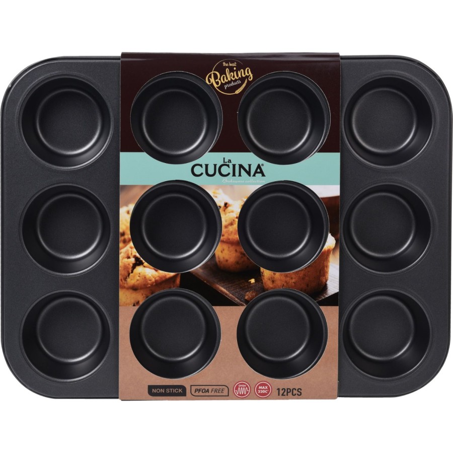 La Cucina Muffinvorm 12 Vaks Anti Aanbak 35x26,6x3,5Cm La Cucina Muffinvorm 12 Vaks Anti Aanbak 35x26,6x3,5Cm