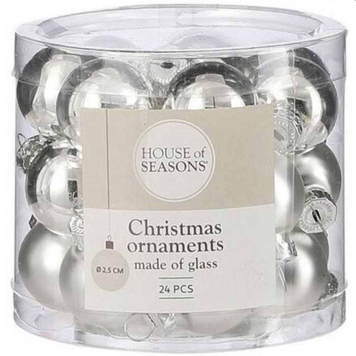 House Of Seasons Kerstballen Glas Zilver 24 Stuks