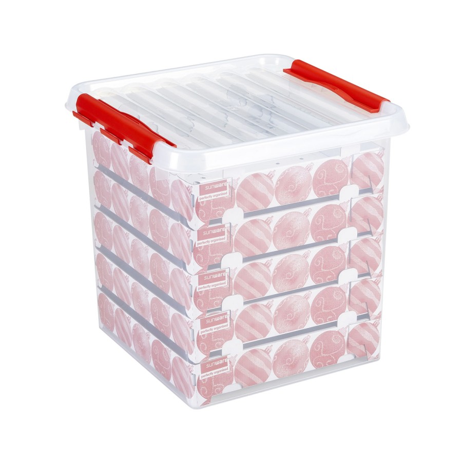 Q-line kerst opbergbox 38 liter met trays 125 ballen Q-line kerst opbergbox 38 liter met trays 125 ballen