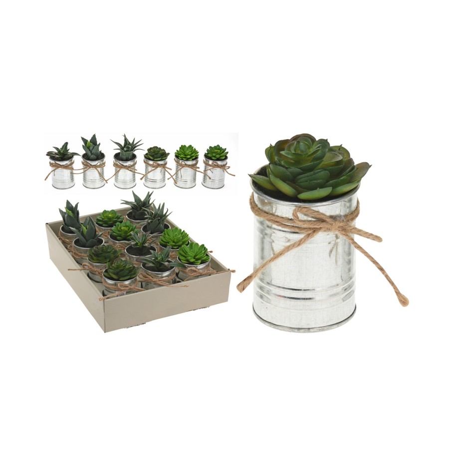 Plantje in pot zink touw