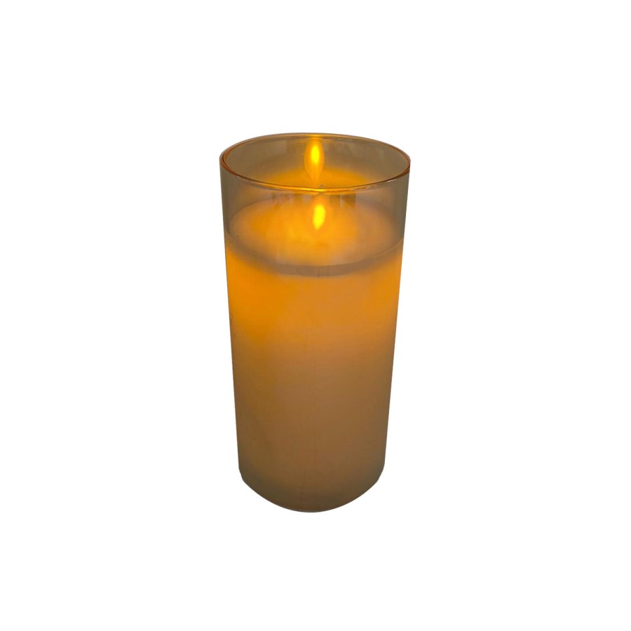 Kerst Led Kaars In Glas 15Cm Amber Kerst Led Kaars In Glas 15Cm Amber