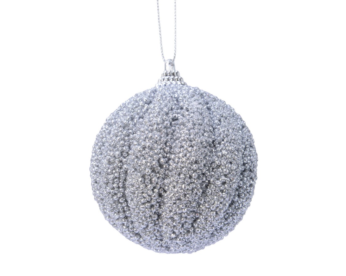 Decoris Kerstbal Foam 8Cm Zilver Decoris Kerstbal Foam 8Cm Zilver