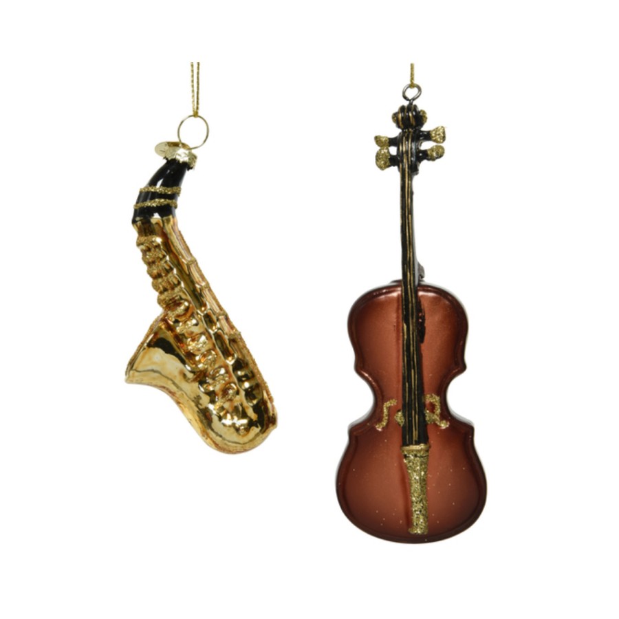 Decoris Kerst Hanger Glas saxofoon 12Cm