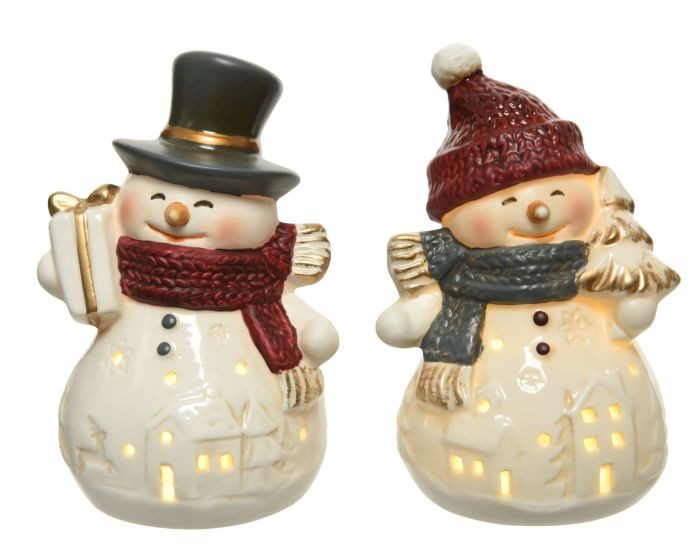 Led Sneeuwpop Porselein 14cm Led Sneeuwpop Porselein 14cm