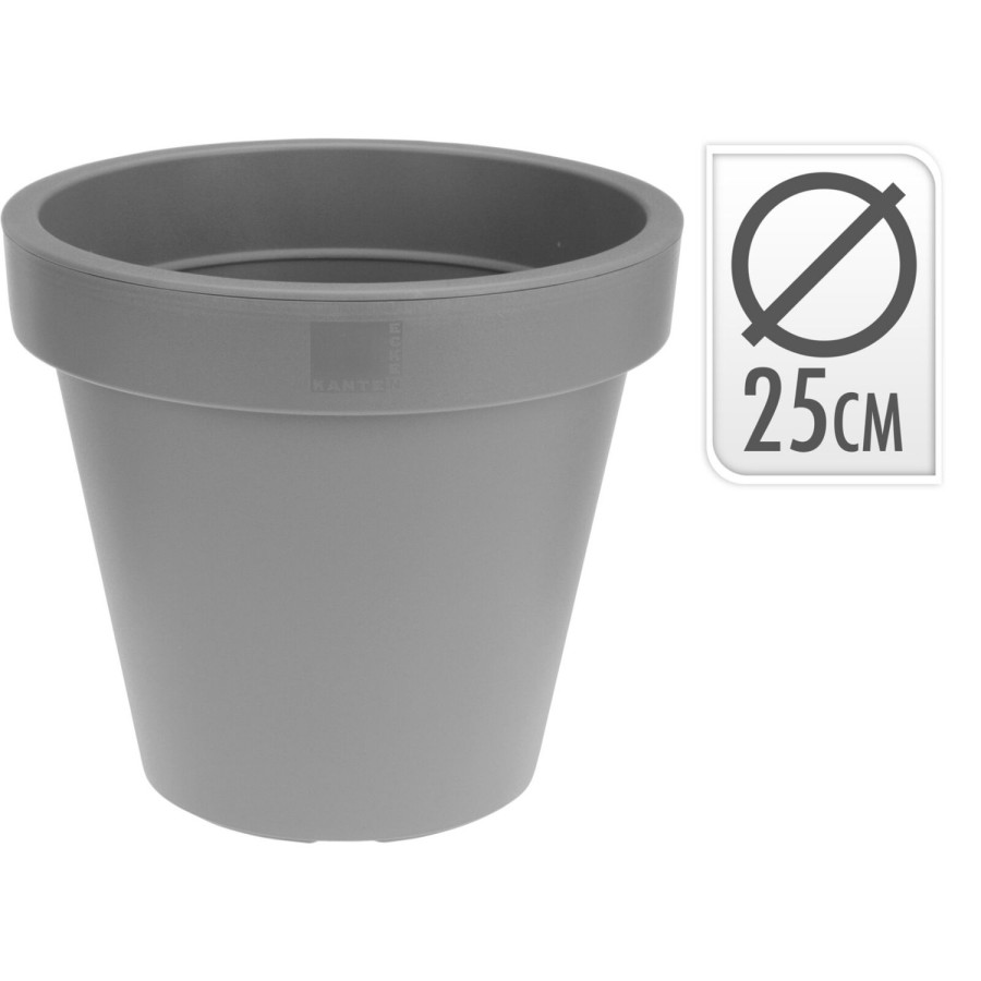 Bloempot rond plastic lichtgrijs