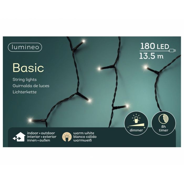Lumineo Ledverlichting Binnen/Buiten warm wit 13,5meter 180Lampjes