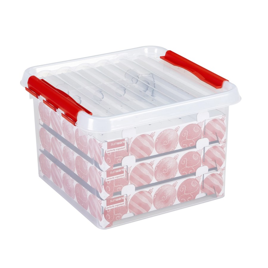 Kerst Q-line kerst opbergbox 26l met trays 75 ballen Kerst Q-line kerst opbergbox 26l met trays 75 ballen