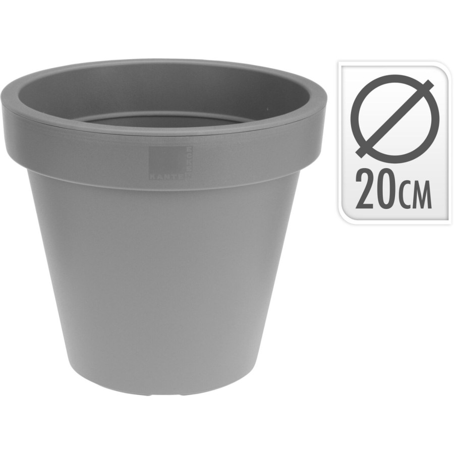 Bloempot rond lichtgrijs plastic 20cm Bloempot rond lichtgrijs plastic 20cm