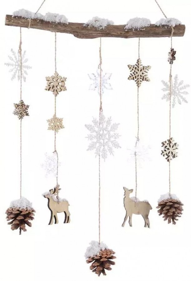 Hangdecoratie Sneeuw Dennenappel Hangdecoratie Sneeuw Dennenappel