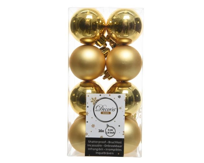 Kerstballen goud set 16 4cm