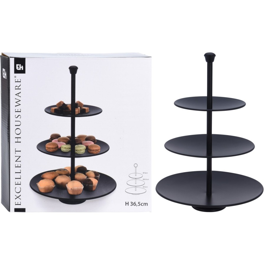 Excellent Houseware Etagere 3 Laags Mat Zwart Excellent Houseware Etagere 3 Laags Mat Zwart