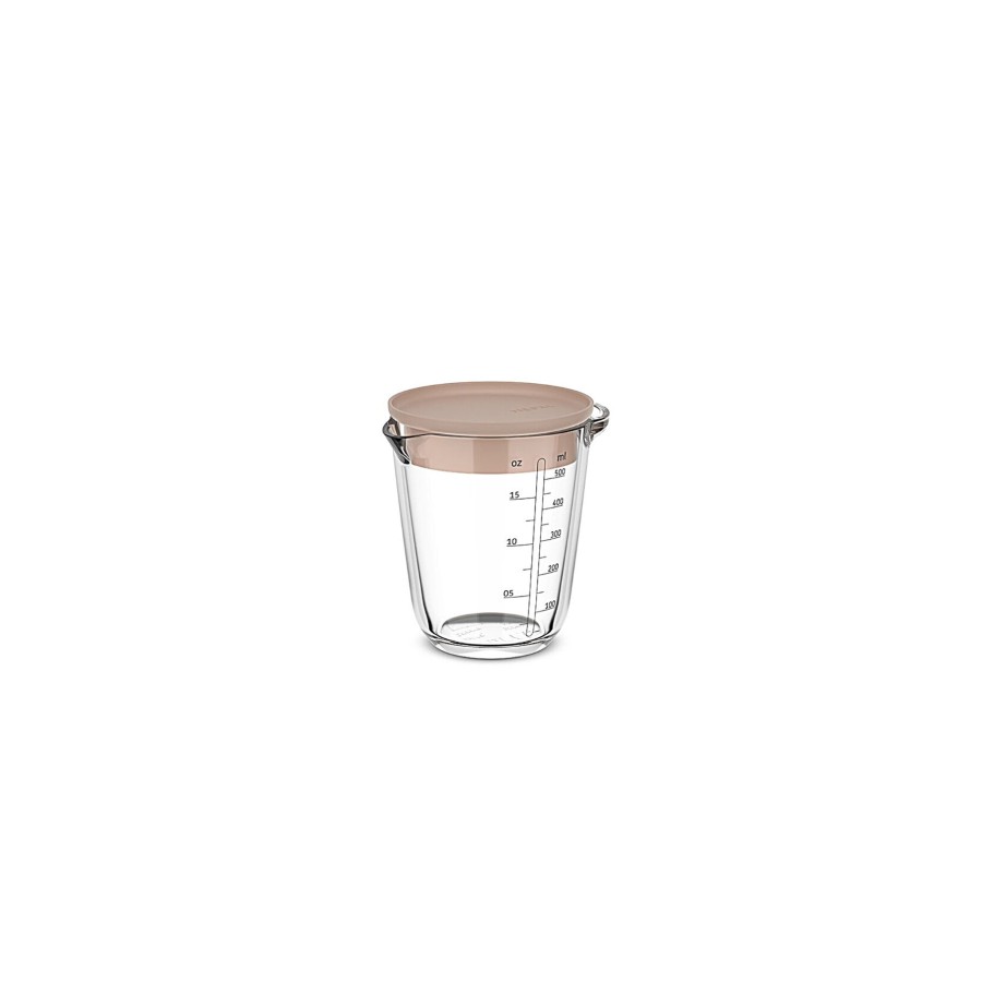 Mepal glas maatbeker 500ml met deksel chalk