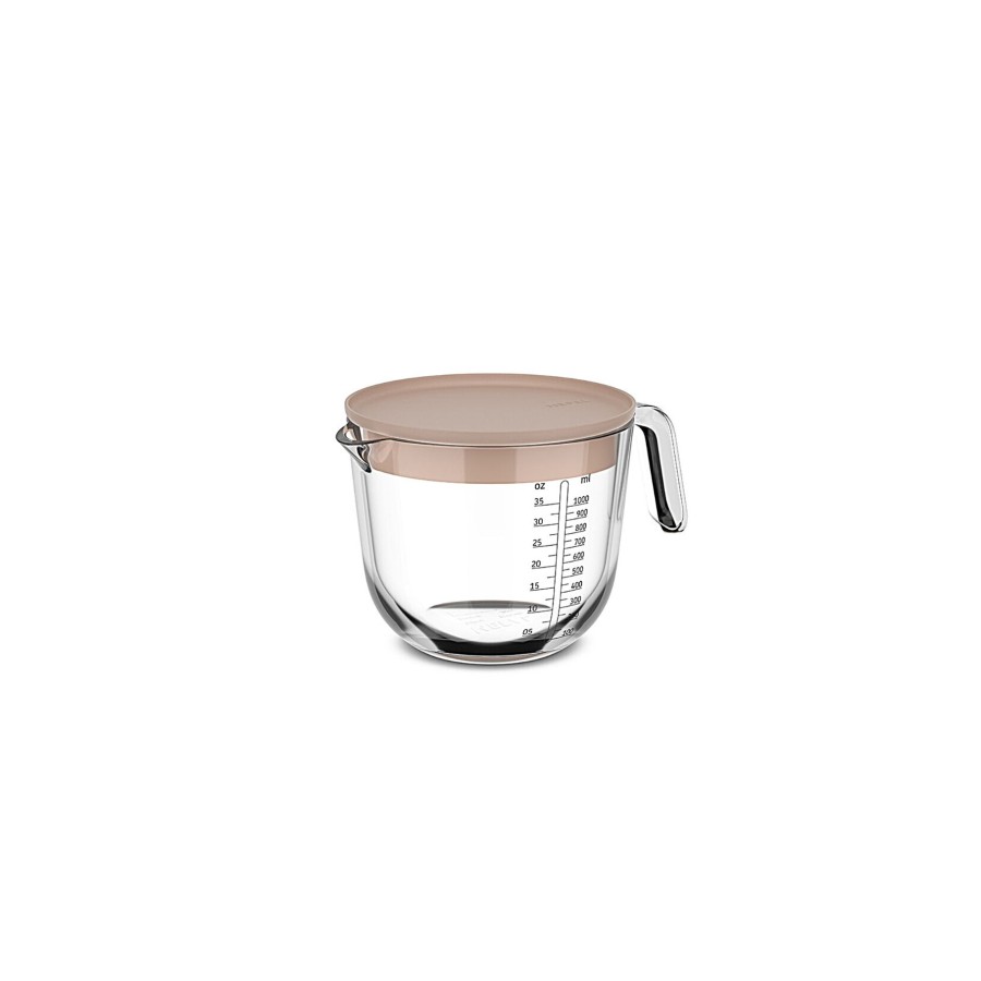 Mepal Glas Maatbeker 1l Met Deksel Chalk