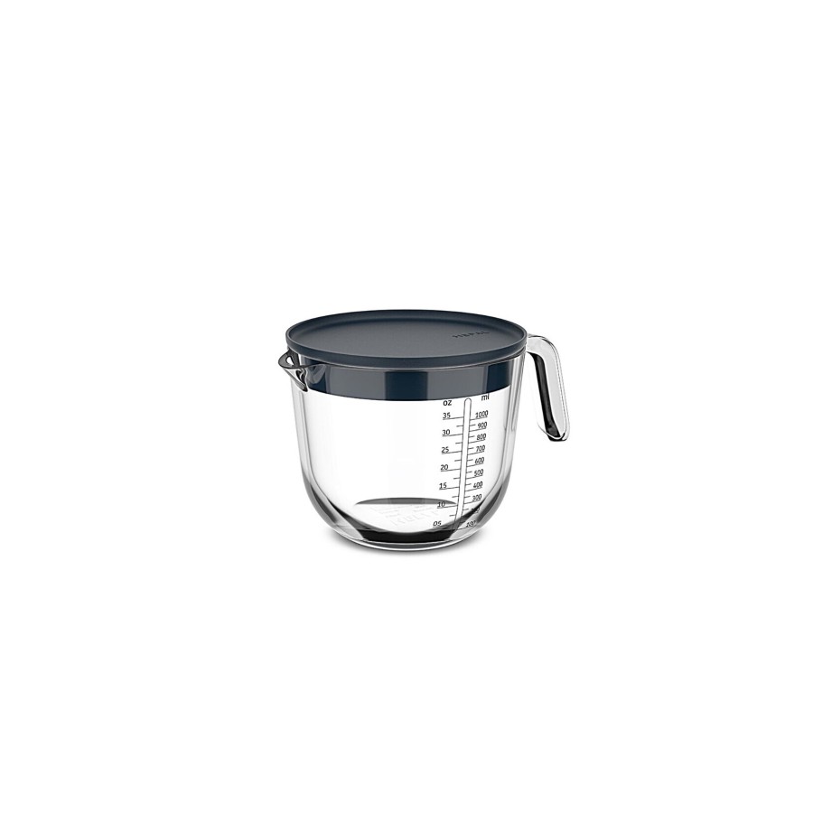 Mepal Glas Maatbeker 1l Met Deksel Navy