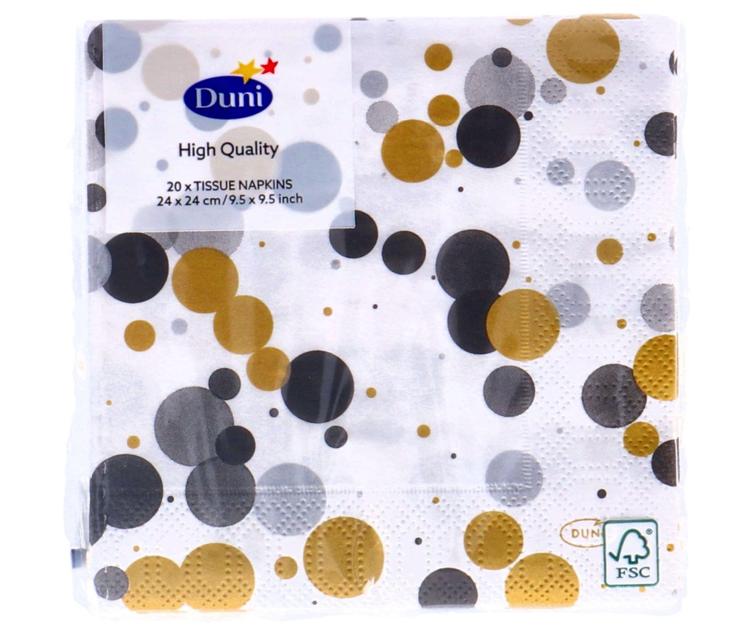 Duni Servetten Festive Bubbels Black 24X24 Cm