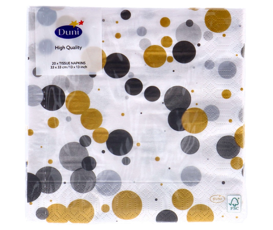 Duni Servetten Festive Bubbels Black 33X33CM