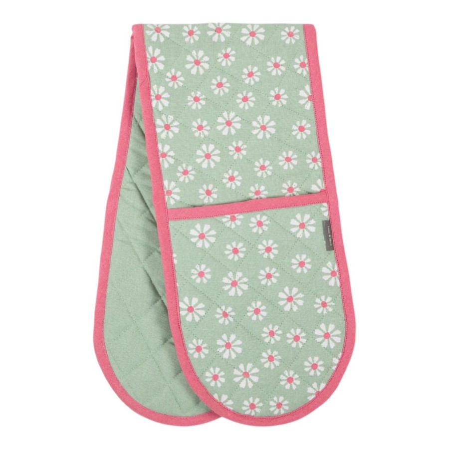Daisy Flowers Dubbel Ovenwant Groen 18x85 Cm