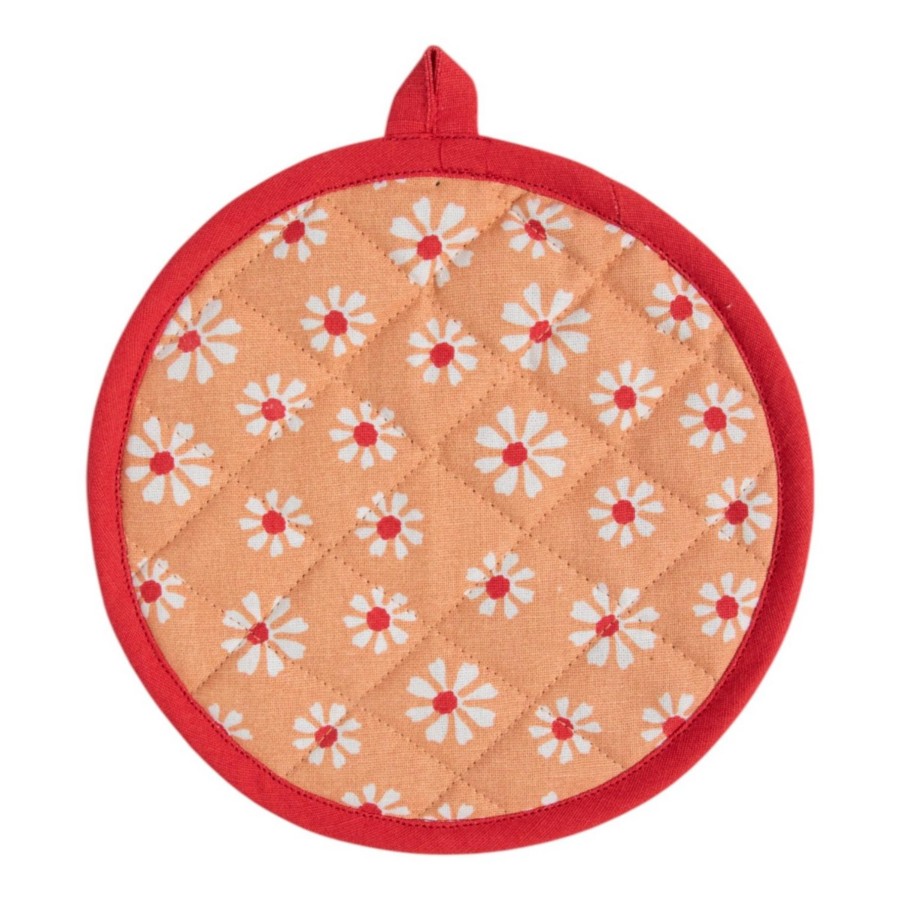 Daisy Flowers Pannenlap Onderzetter Rond Oranje 20 Cm