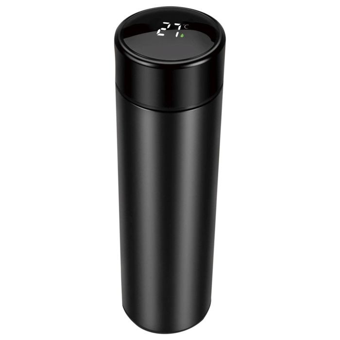 Thermosfles Rvs Zwart 450 Ml Met Thermometer En Theefilter