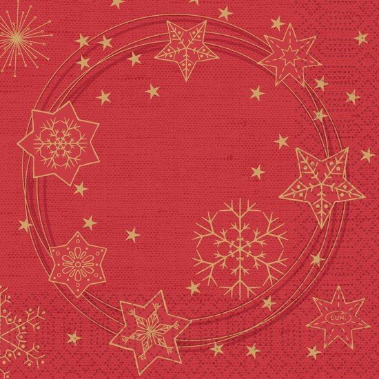 Duni Servetten Star Shine Red 33 X 33 Cm