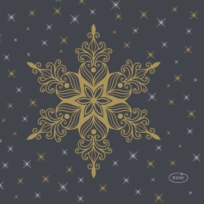 Duni Servetten Snowstars Black 24 X 24 Cm