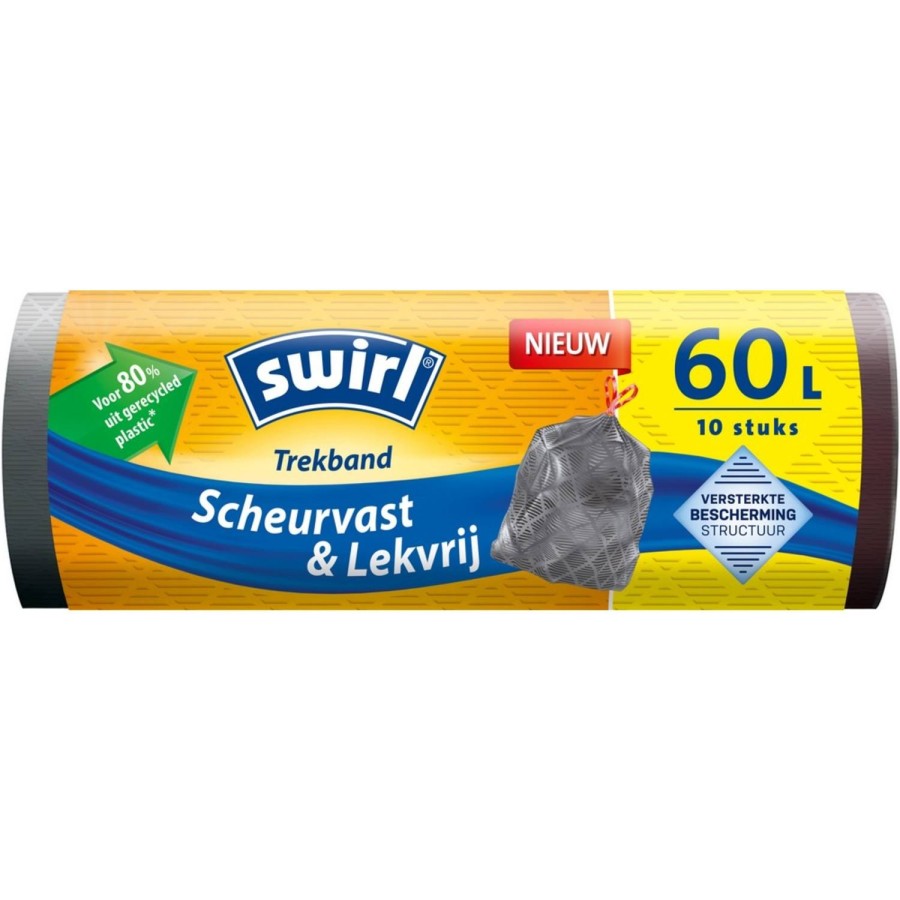 Swirl Vuilniszakken Met Trekband Grijs 60L 10 Stuks Swirl Vuilniszakken Met Trekband Grijs 60L 10 Stuks
