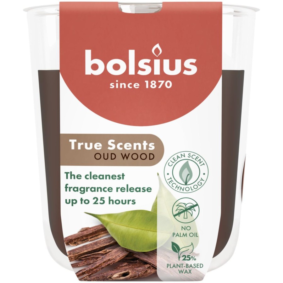 Bolsius Geurglas True Scents Oud Wood 80/73