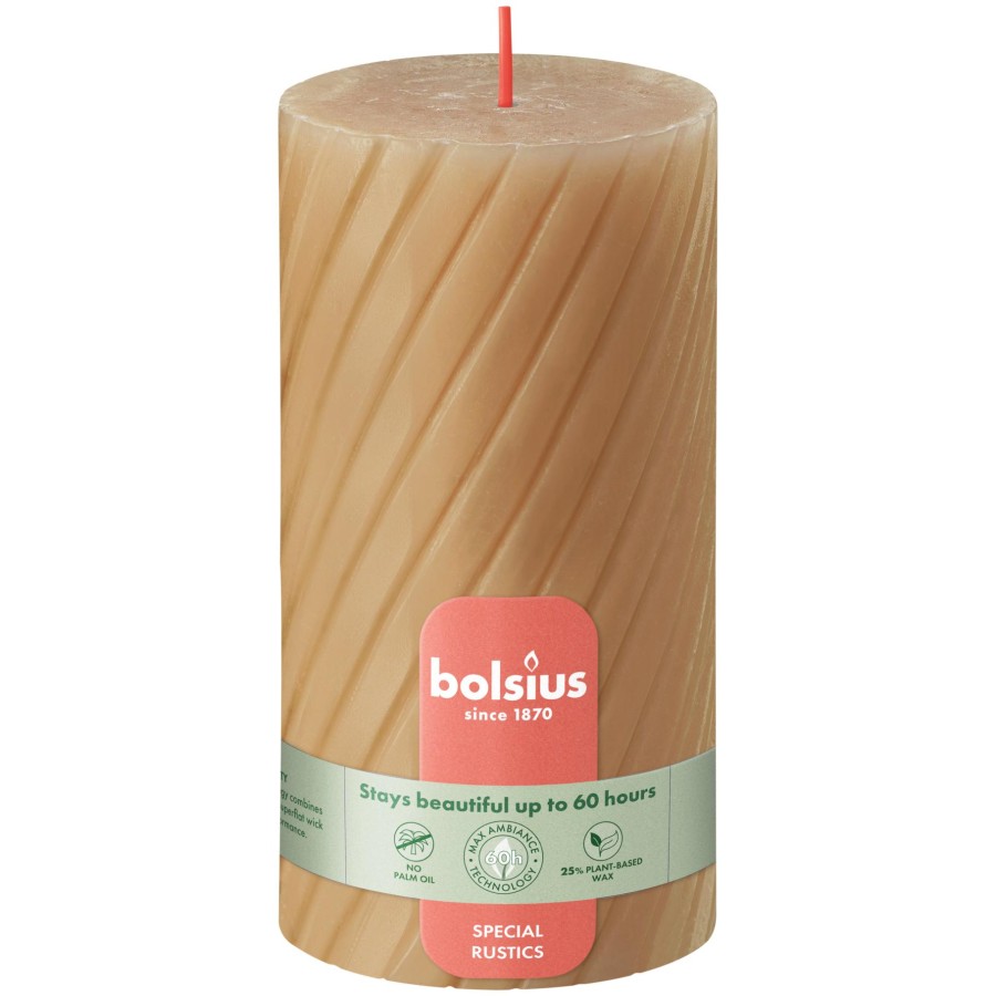 Bolsius Rustiek Twist Stompkaars 130/68 Oat Beige