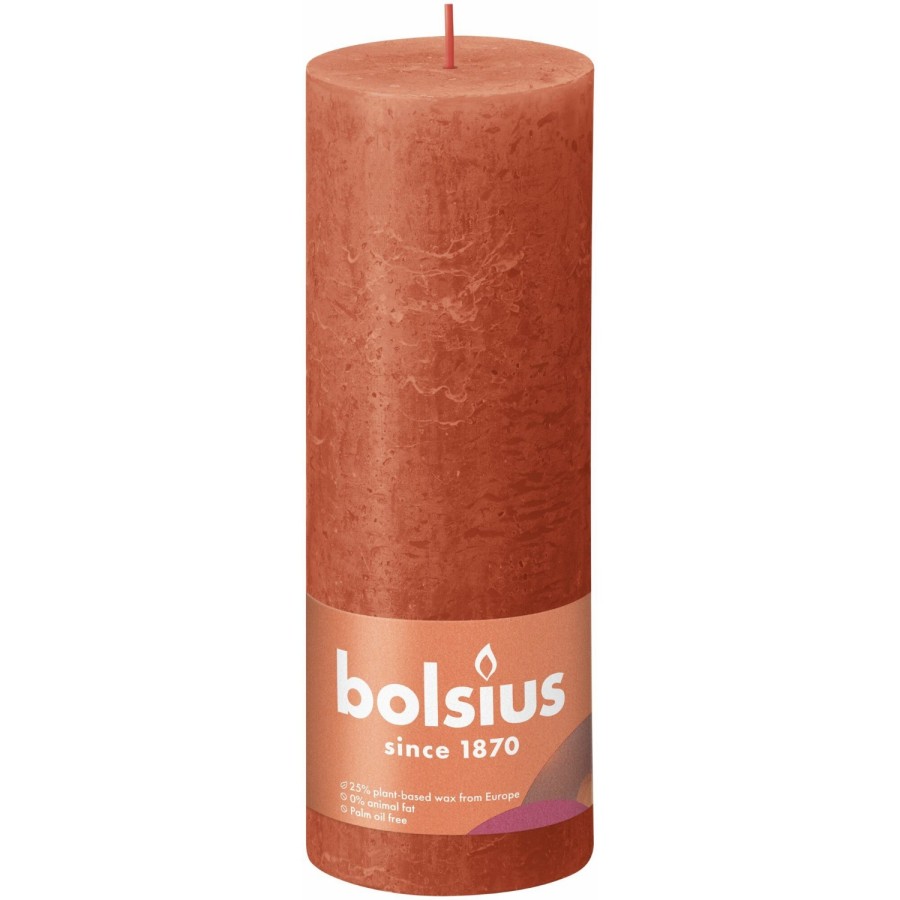 Bolsius stompkaars rustiek 19x6,8cm aards oranje