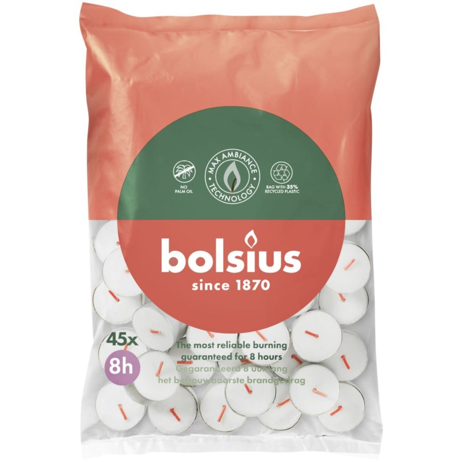 Bolsius Theelicht 8-uur Zak 45 stuks