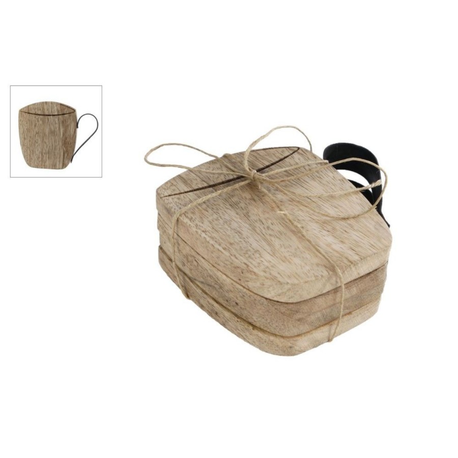 Onderzetter naturel hout set van 4 Onderzetter naturel hout set van 4