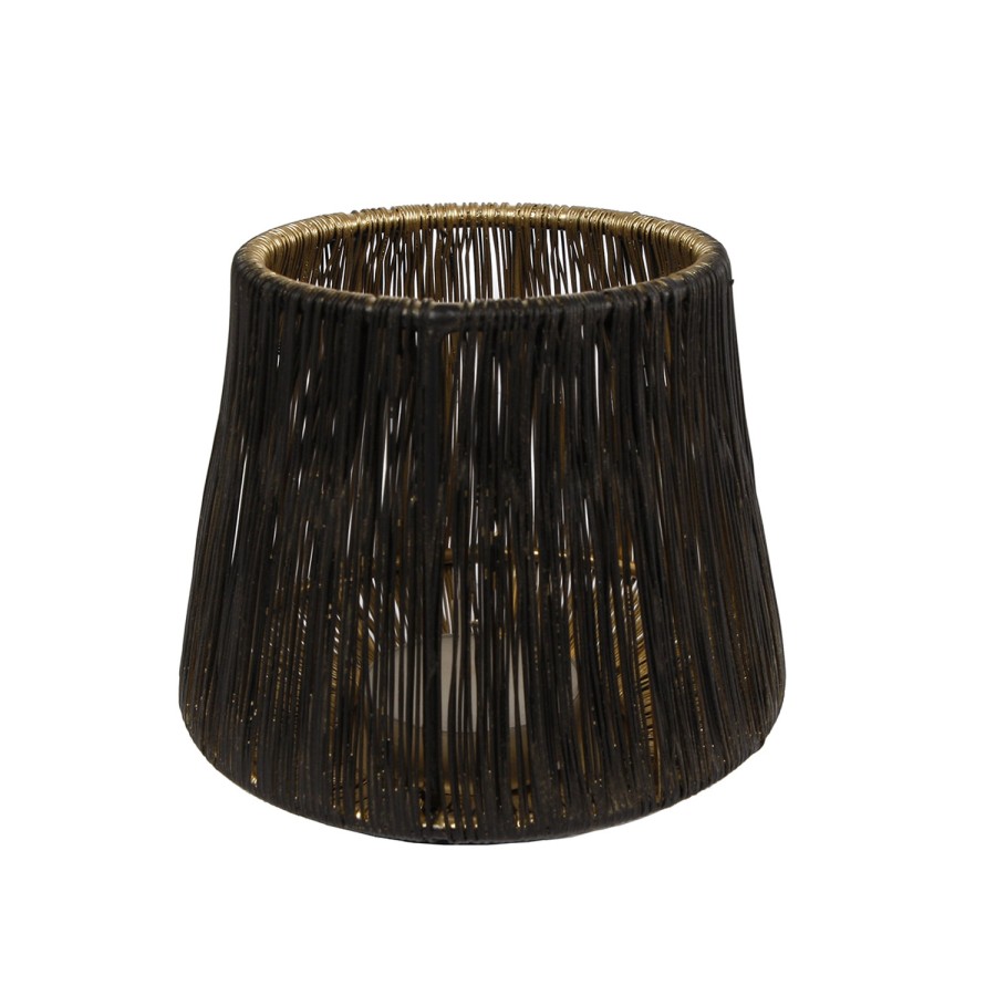 Draadlantaarn S Zwart/Goud 11x11x11Cm Draadlantaarn S Zwart/Goud 11x11x11Cm
