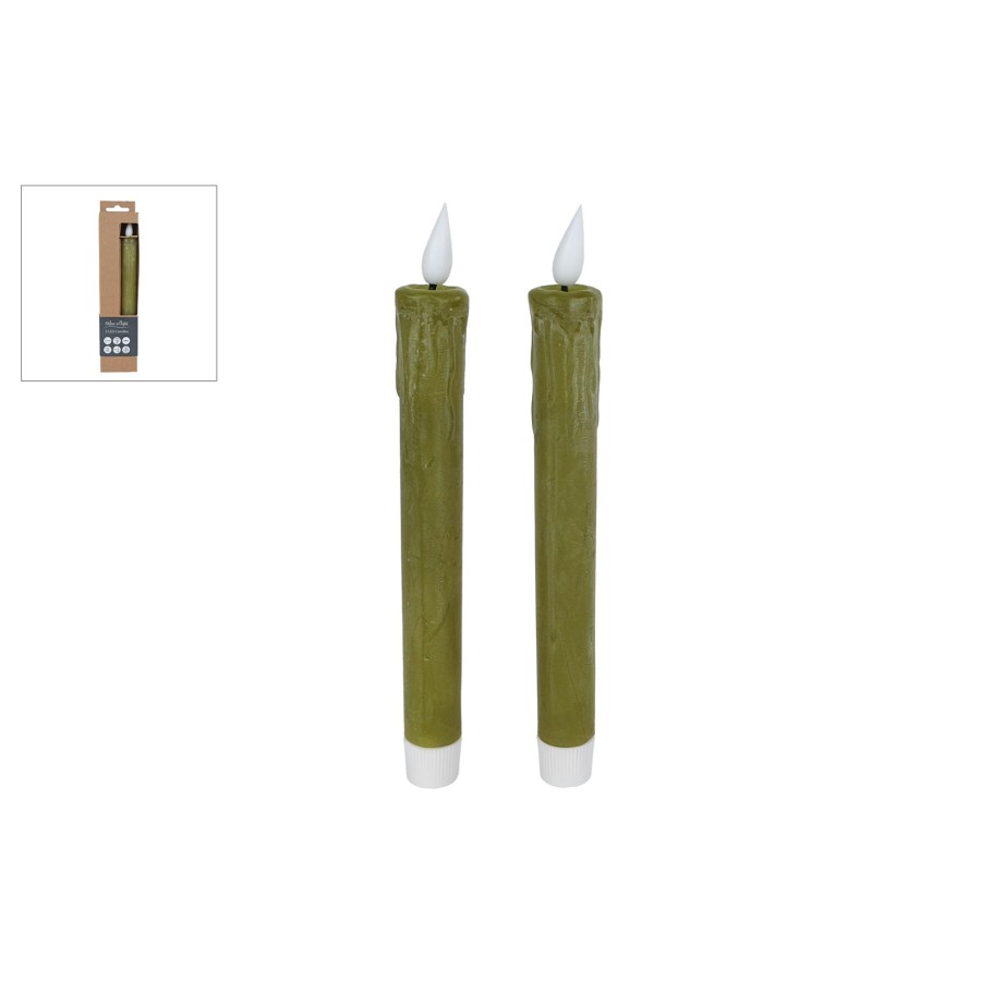 Kaars Led Afstandsbediening Groen Set 2