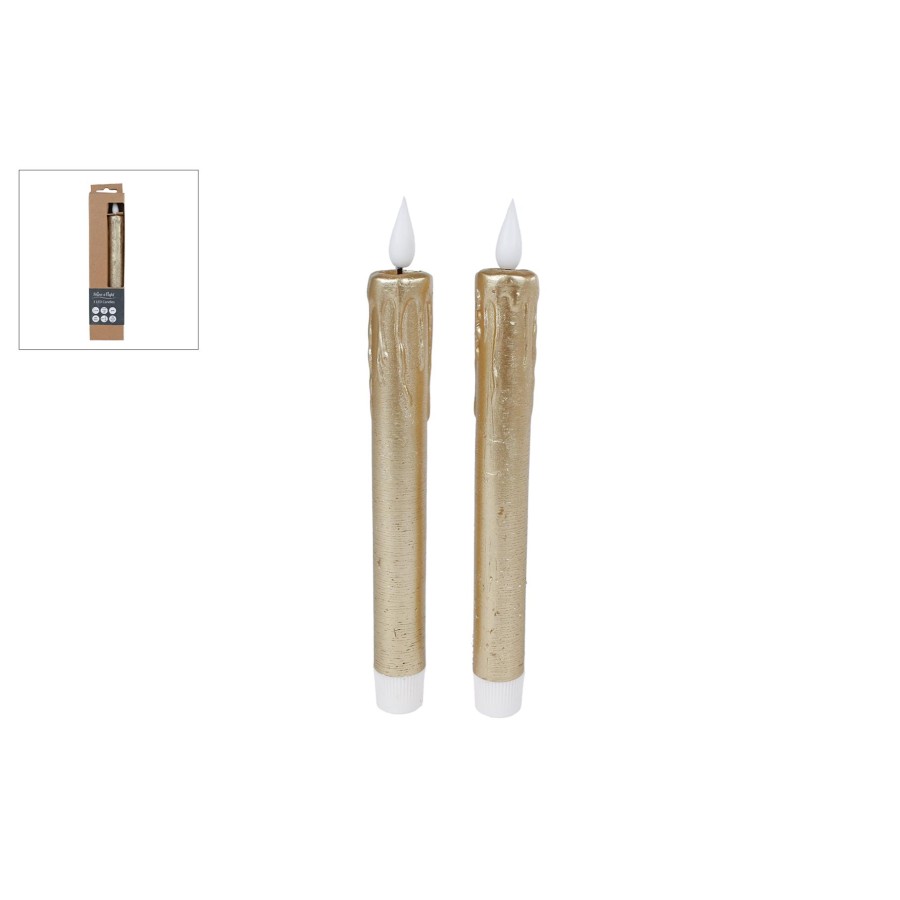 Kaars Led Afstandsbediening Goud Set 2