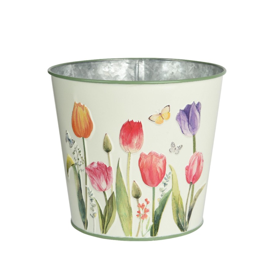 Bloempot Zink Buiten Dia 15 Cm H 13,5 Cm