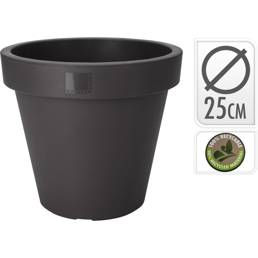 Bloempot Ek Rond 25 Cm Antraciet