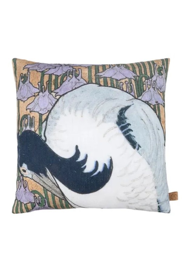 Zusss kussen kraanvogel 45x45cm peper en zout