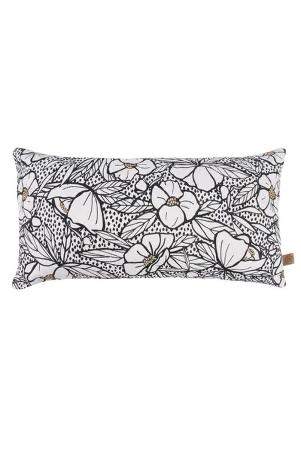 Zusss kussen bloemenprint 60x30cm peper en zout Zusss kussen bloemenprint 60x30cm peper en zout