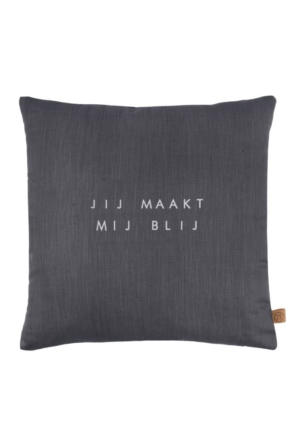 Zusss kussen jij maakt mij blij 45x45cm antracietgrijs Zusss kussen jij maakt mij blij 45x45cm antracietgrijs