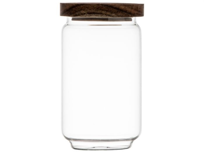 Gusta voorraadpot glas/acacia 9x16cm Gusta voorraadpot glas/acacia 9x16cm