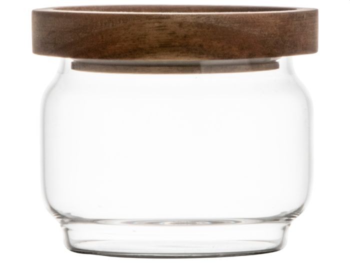 Gusta Voorraadpot Glas/acacia 9x8,5cm