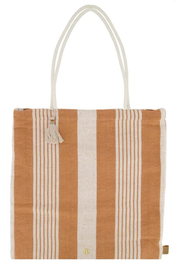 Zusss Gestreepte Tas Camel/Ecru